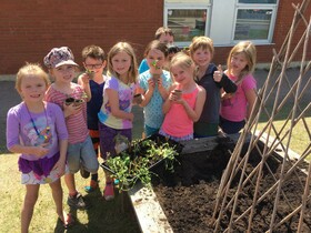 group of students at school garden